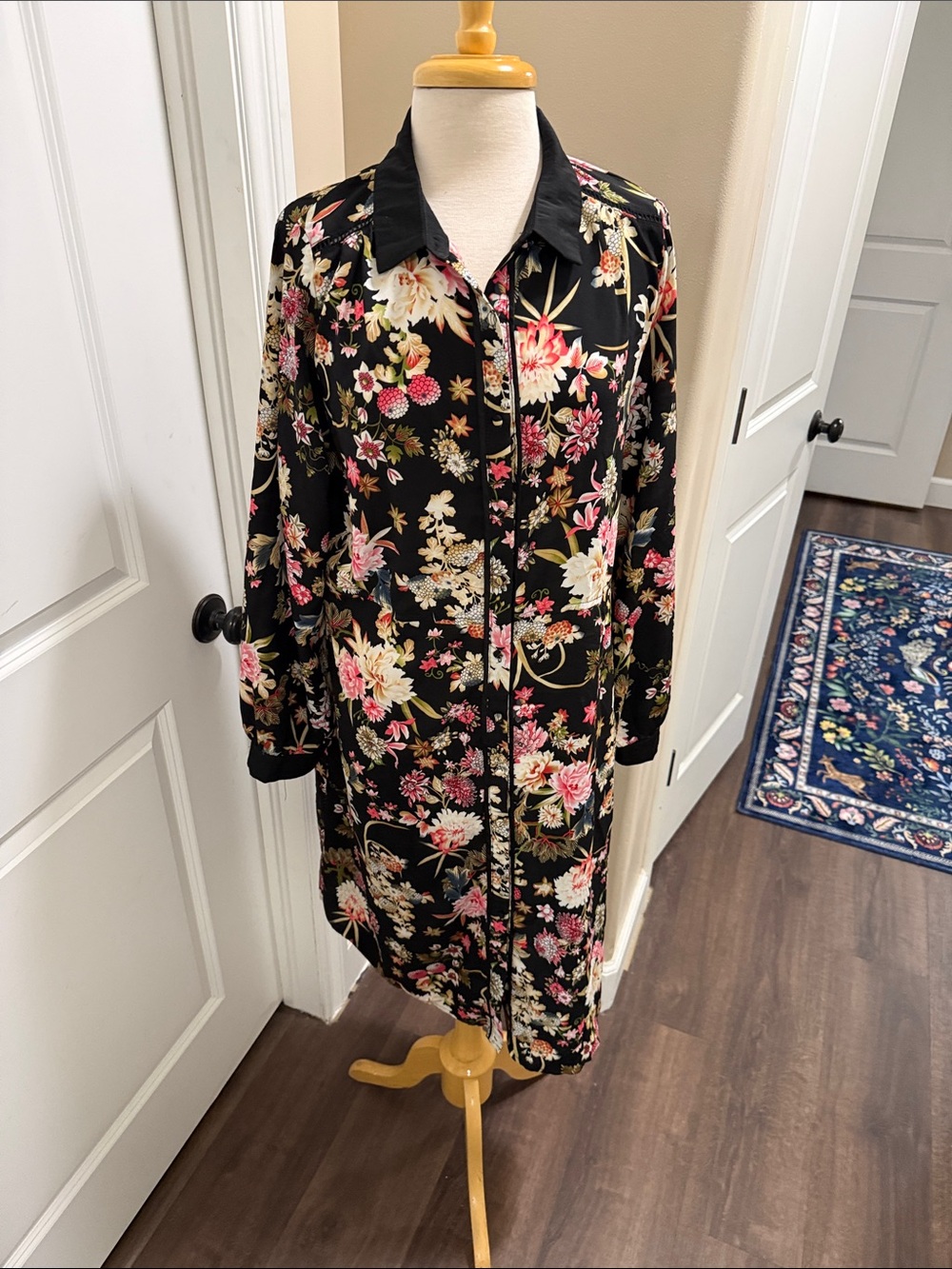 hazel Black Floral Midi Dress